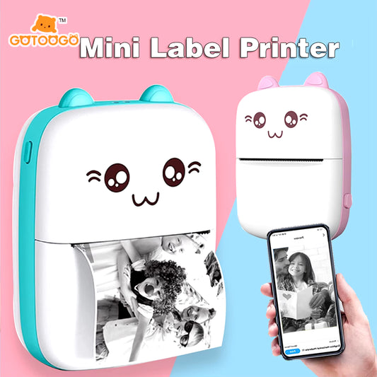 Mini Pocket Printer, Wireless BT Connection Thermal Printer for Photos Receipts Notes Memo Label Portable Inkless Gift Printer